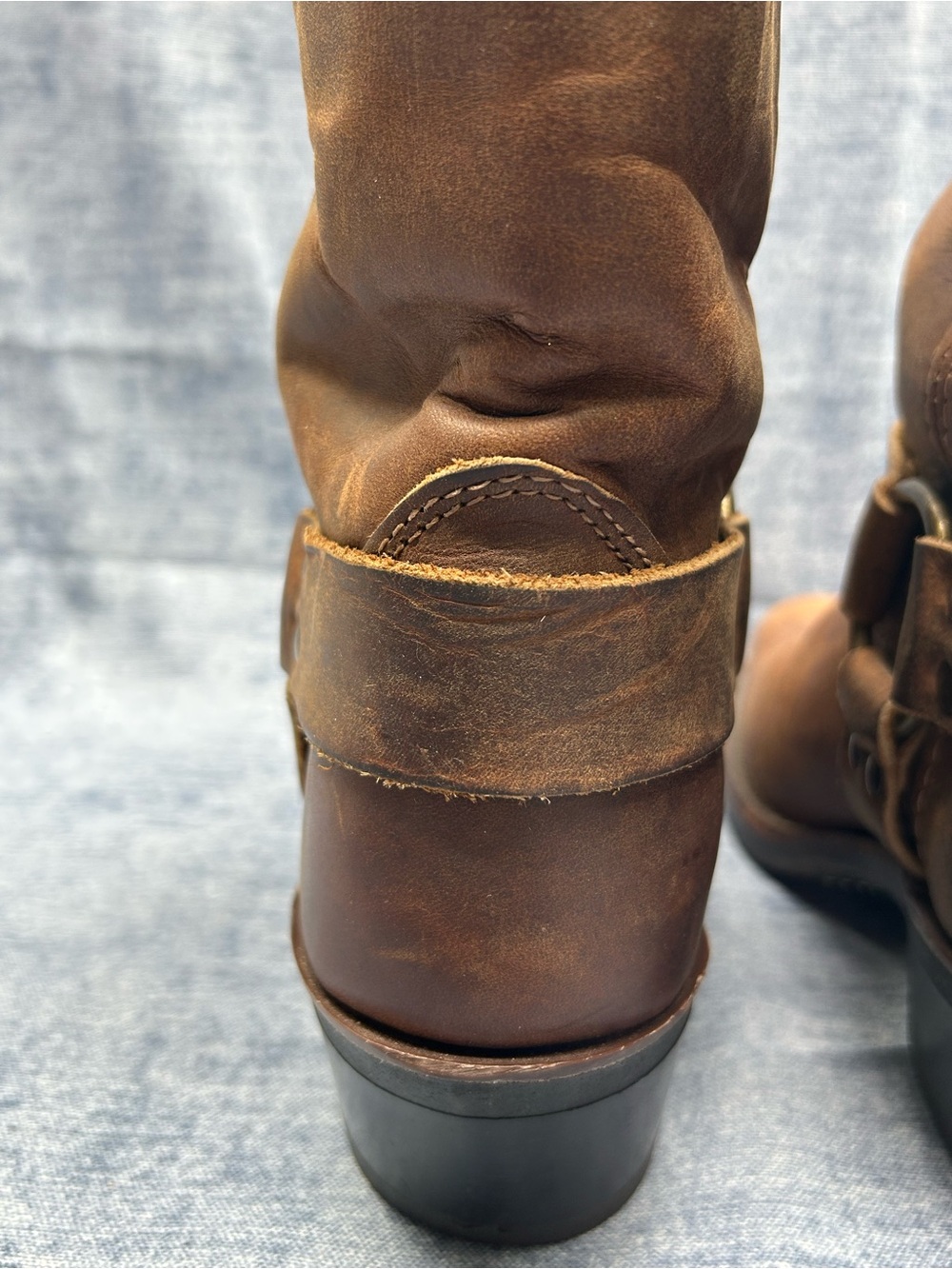 VTG Frye Harness Leather Boots Americana Brown Rustic made in USA 7.5M Women’s - Picture 15 of 16